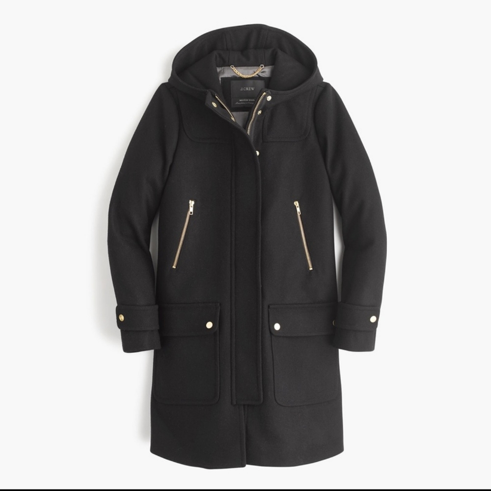 J. Crew Black Melton Wool Duffle Coat A8904 sze 14